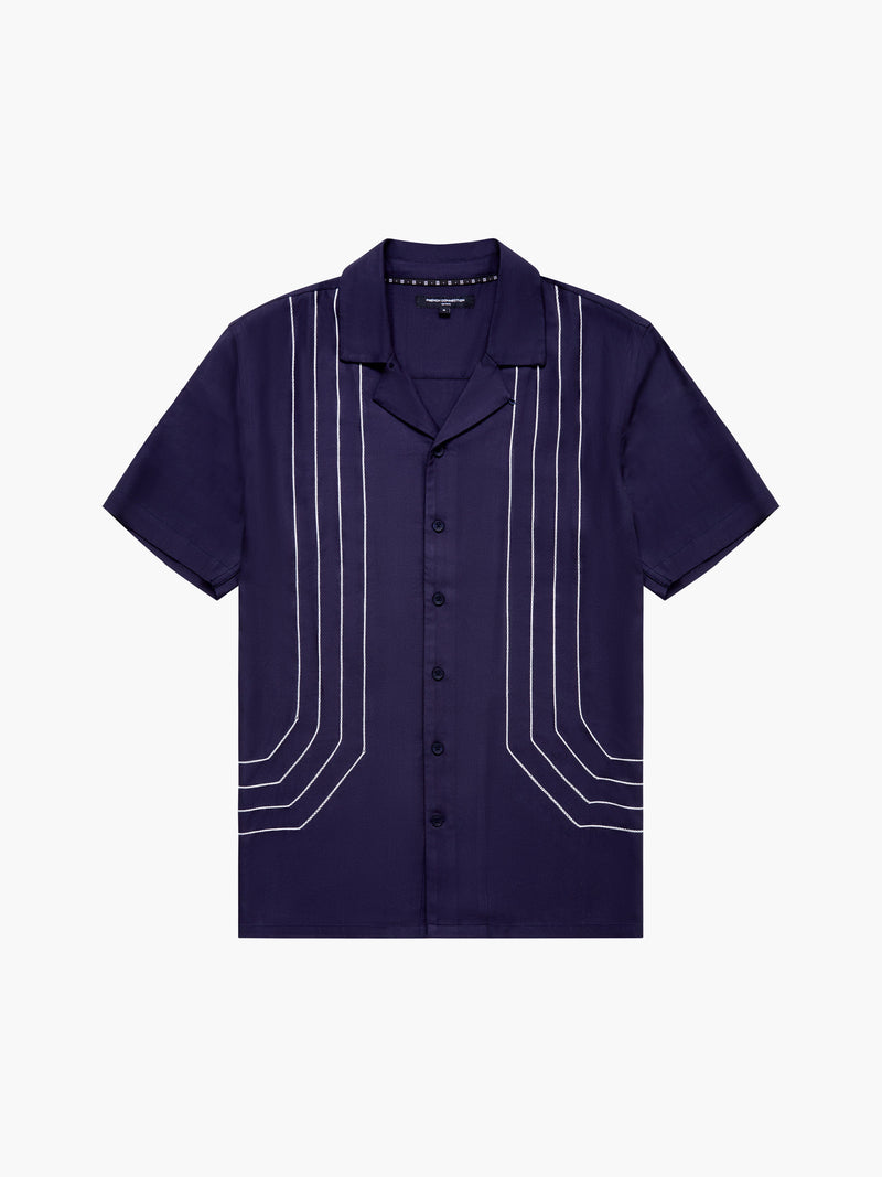 Border Chainstitch Revere Short Sleeve Shirt