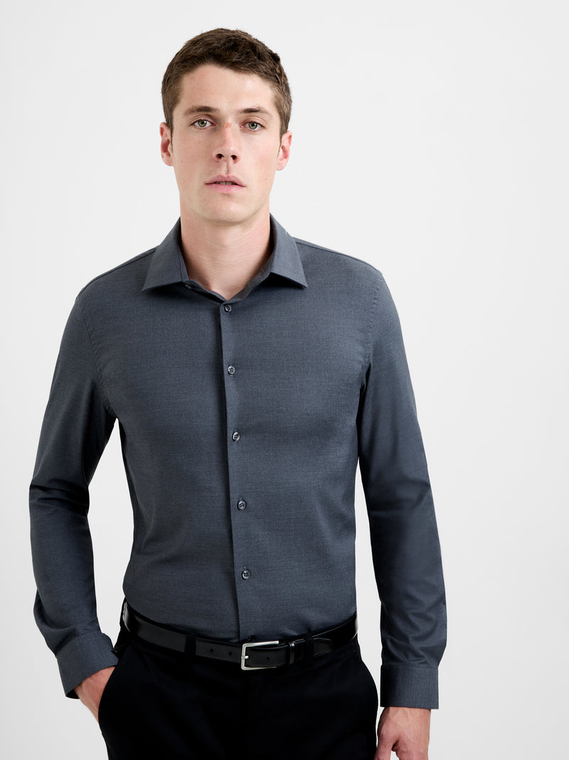Slim Fit Wool Blend Long Sleeve Shirt