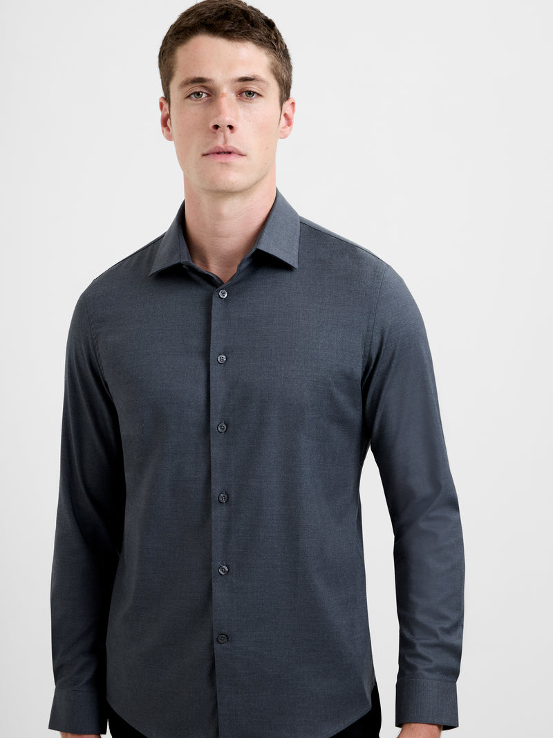 Slim Fit Wool Blend Long Sleeve Shirt