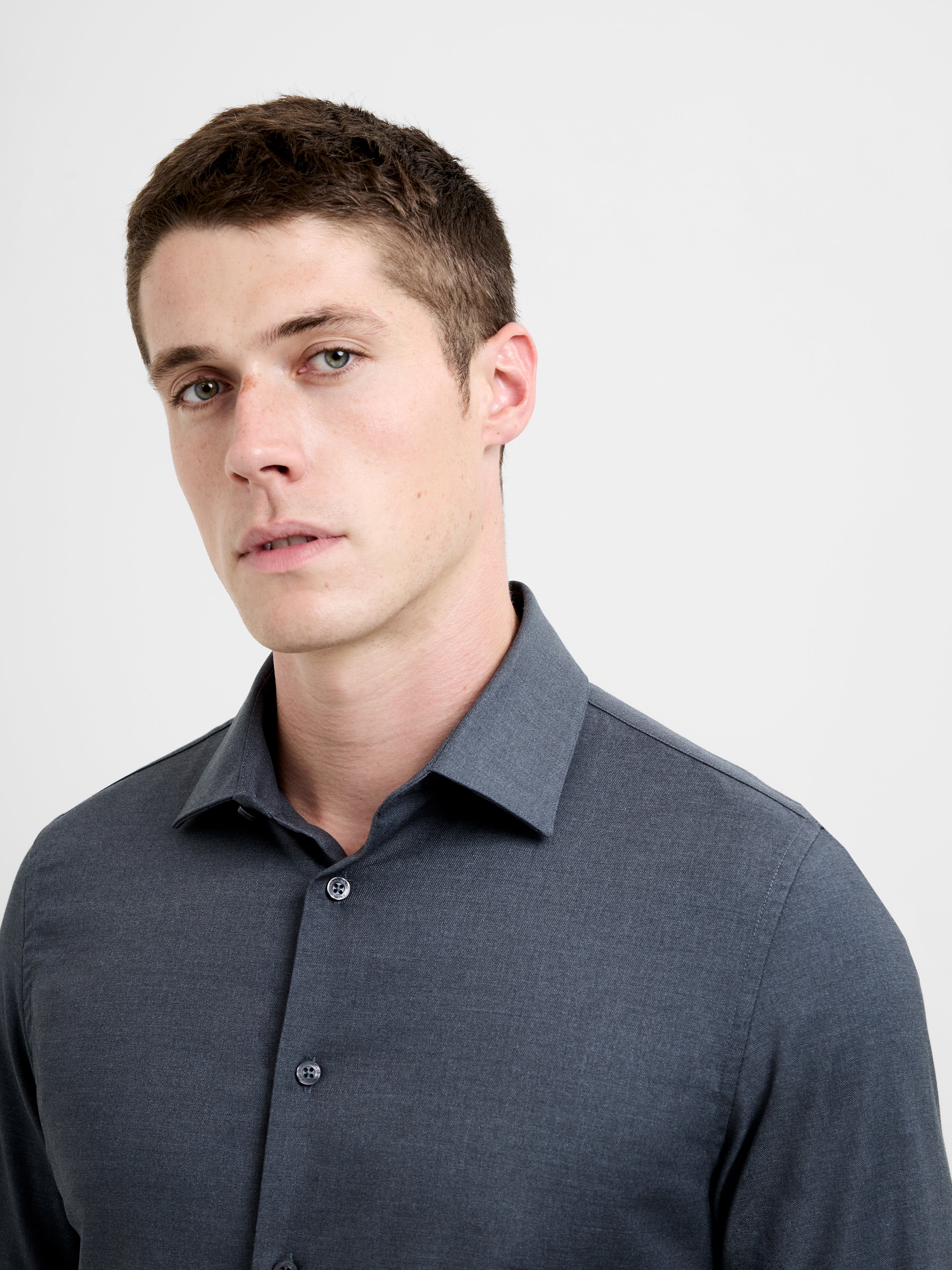 Slim Fit Wool Blend Long Sleeve Shirt