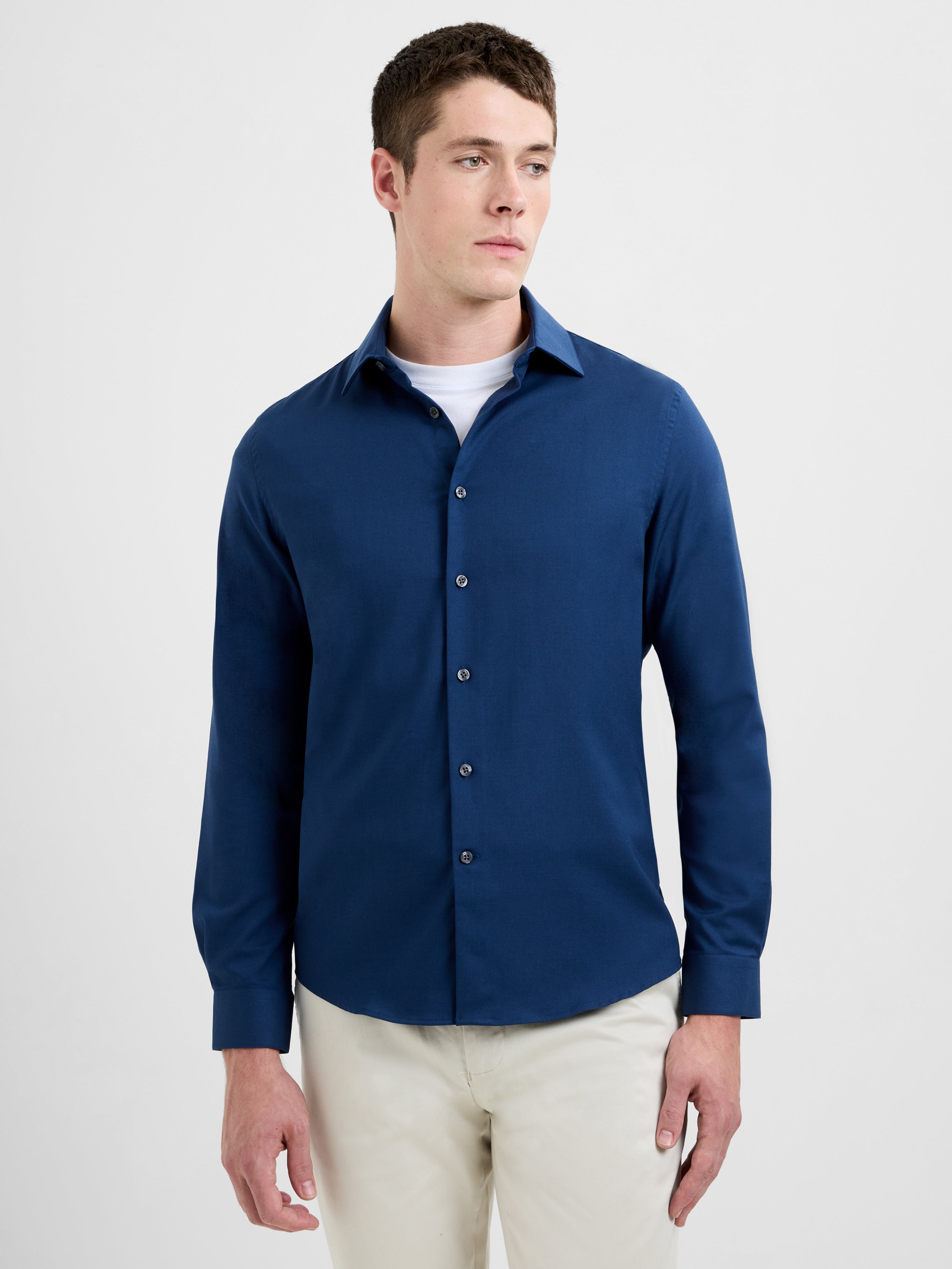 Slim Fit Wool Blend Long Sleeve Shirt