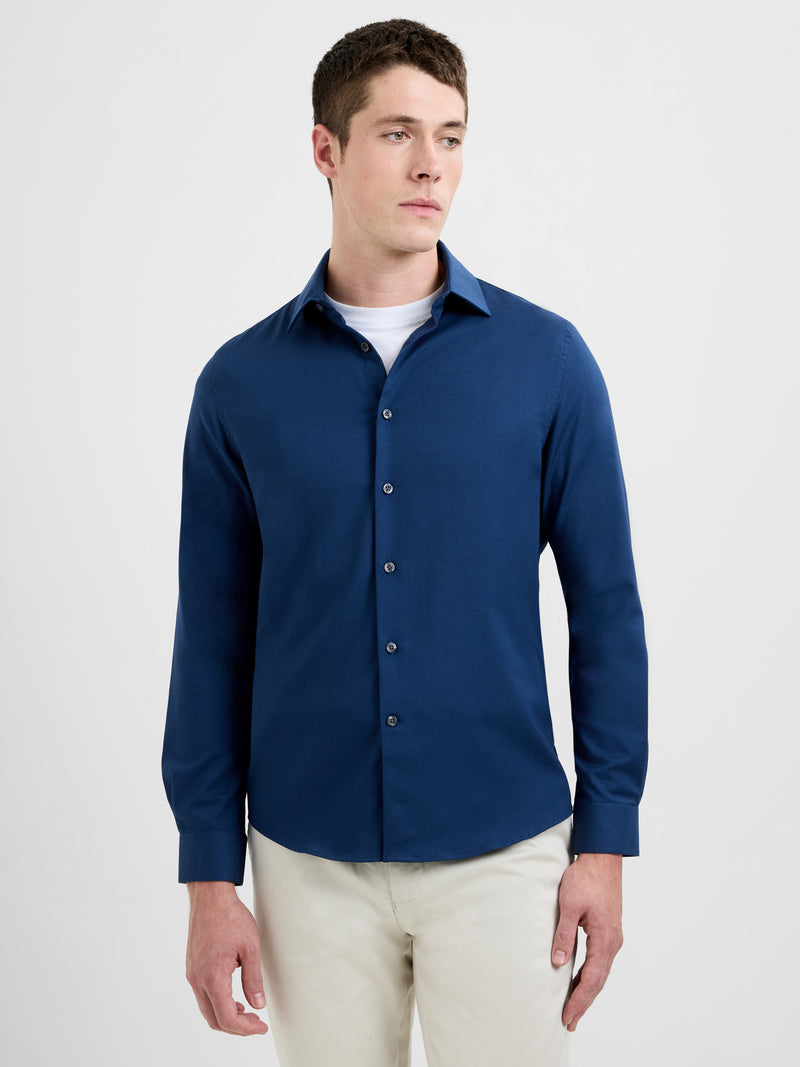 Slim Fit Wool Blend Long Sleeve Shirt