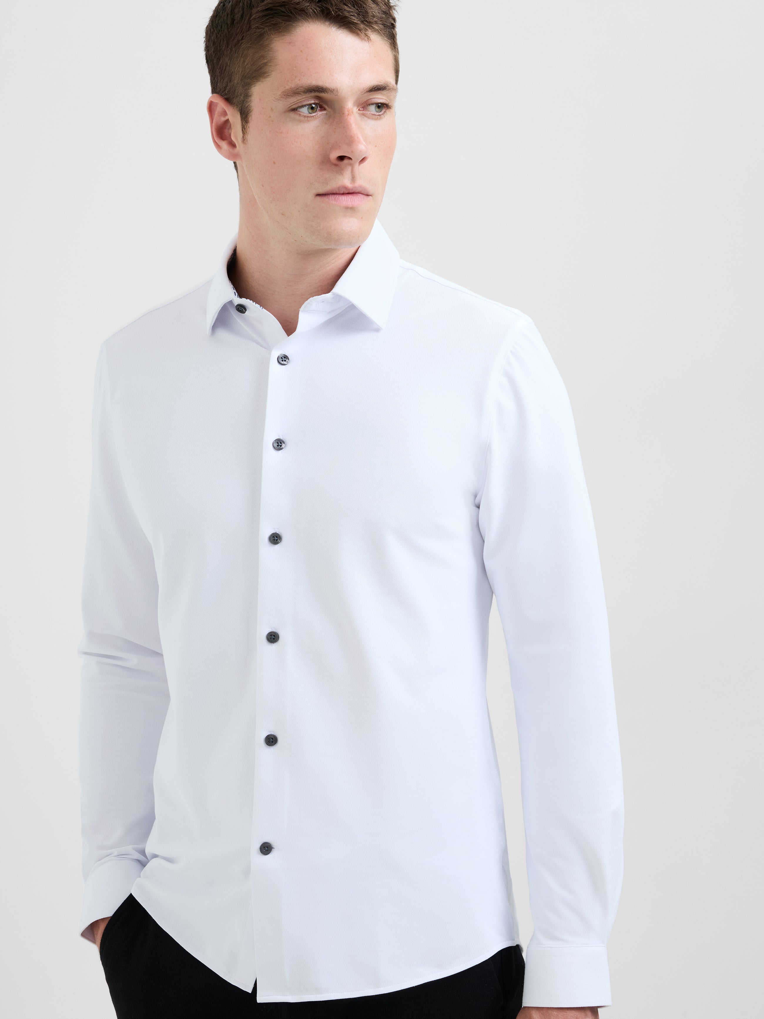 Slim Fit Contrast Detail Long Sleeve Shirt