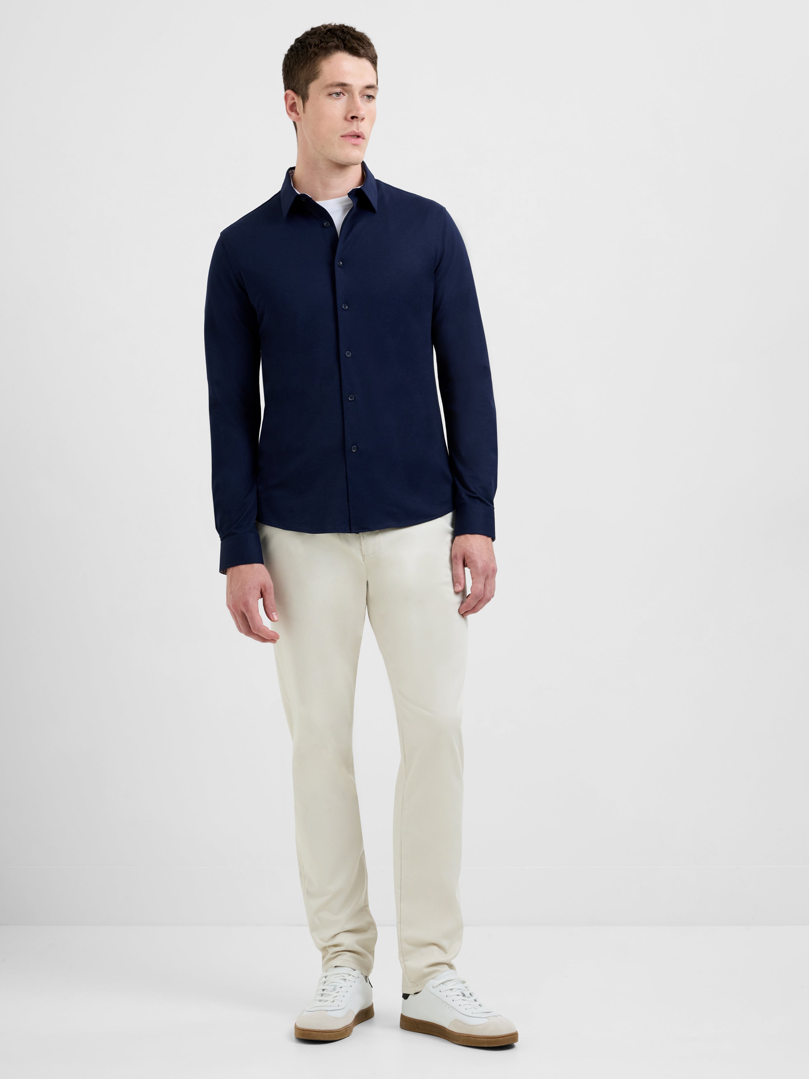 Slim Fit Contrast Detail Long Sleeve Shirt