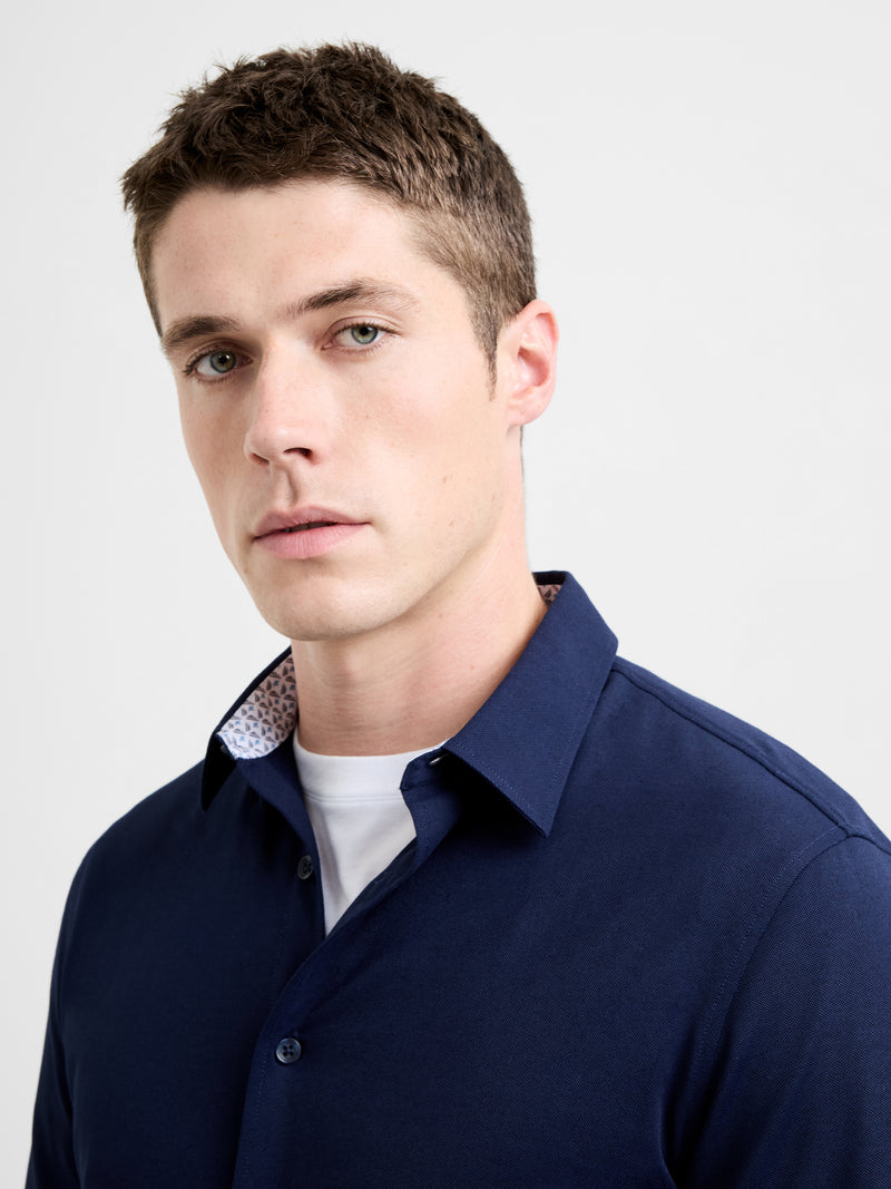 Slim Fit Contrast Detail Long Sleeve Shirt