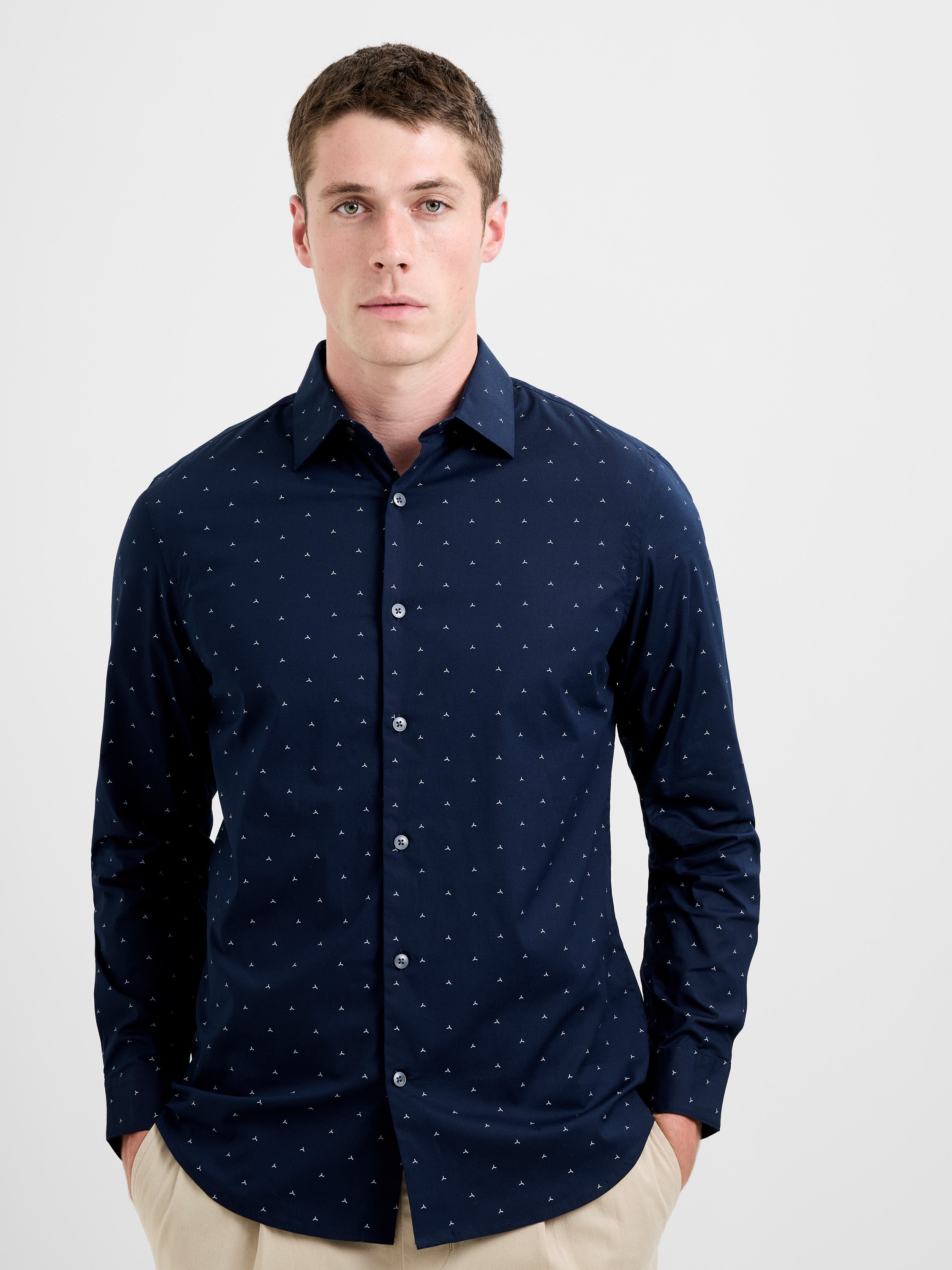 Long Sleeve Regular Fit Geo Line Shirt