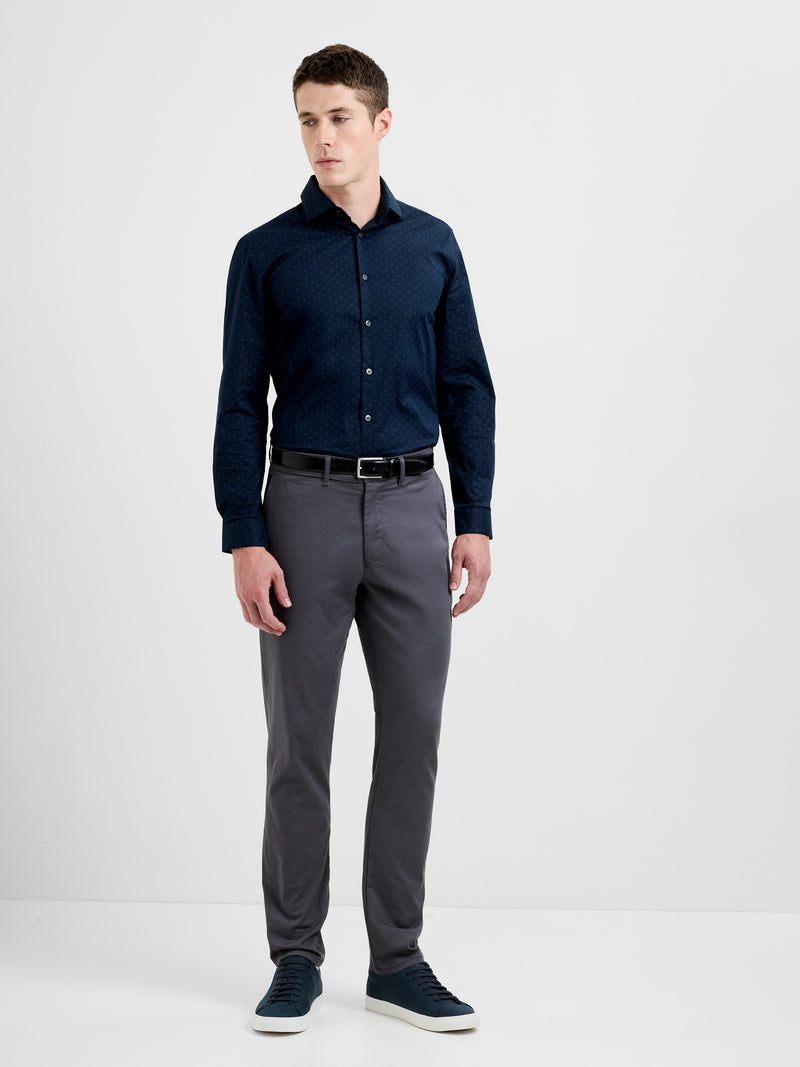 Long Sleeve Slim Fit Geo Flower Print Shirt