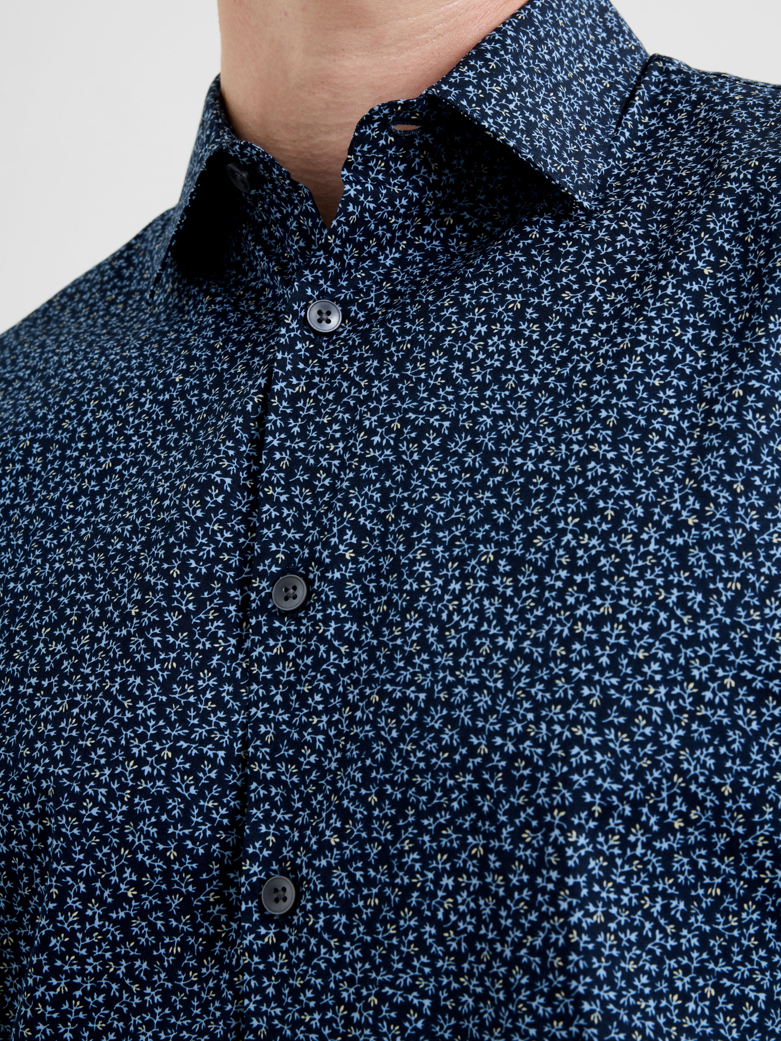 Long Sleeve Regular Fit Micro Flower Print Shirt