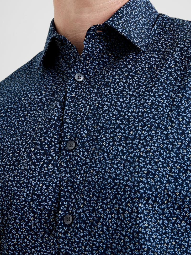 Long Sleeve Regular Fit Micro Flower Print Shirt