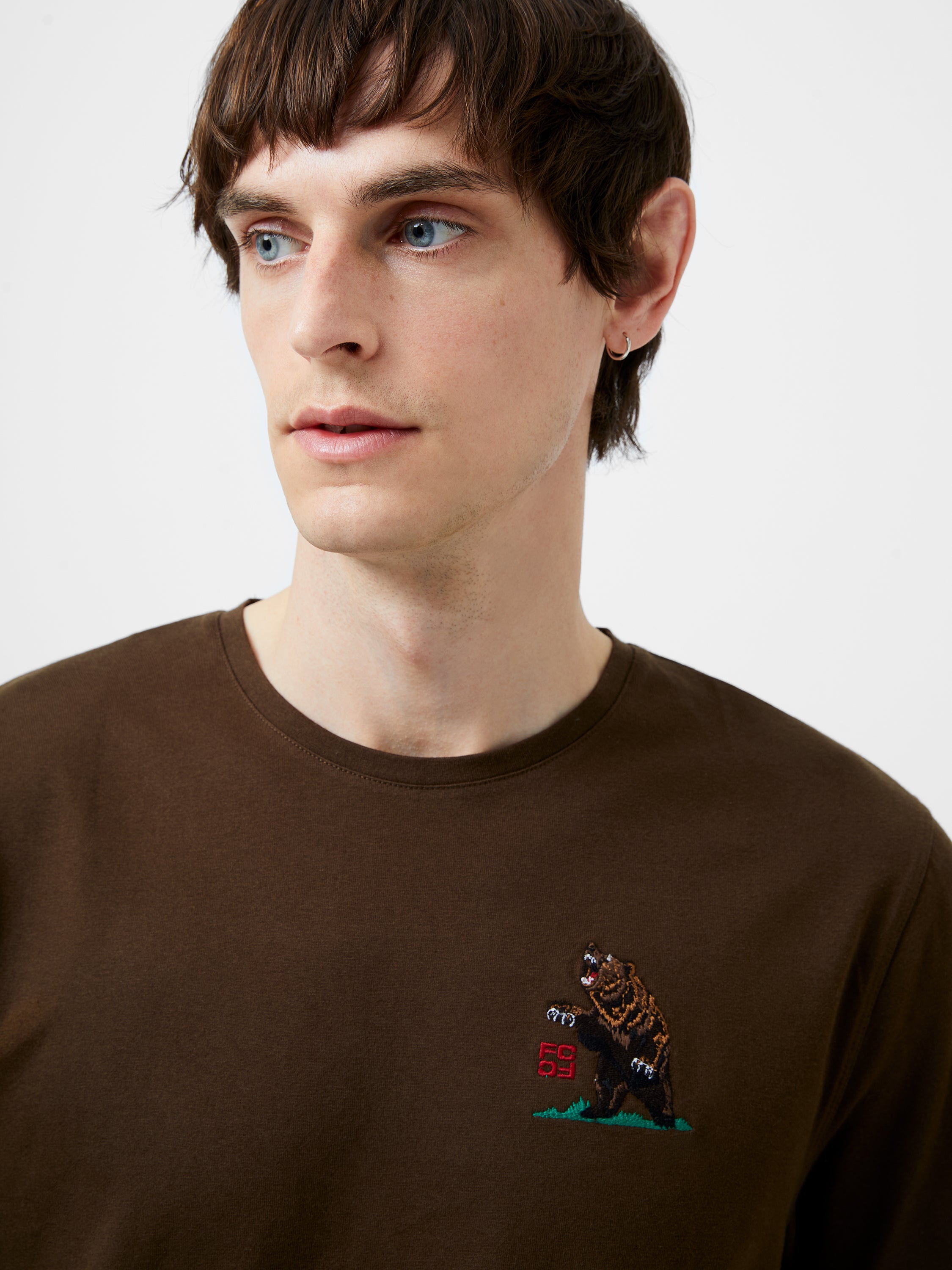 Embroidered Bear Organic Graphic T-Shirt
