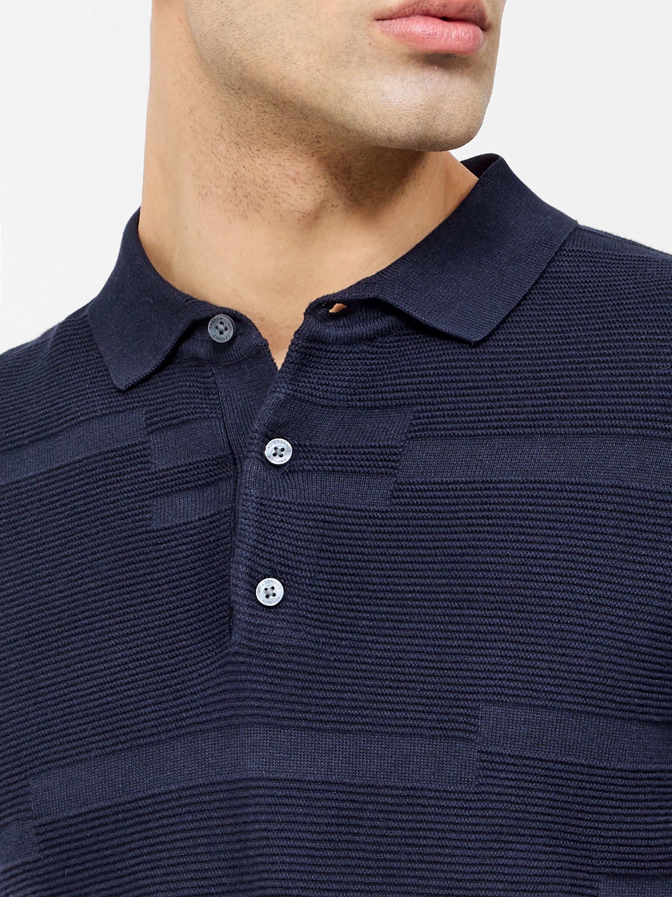 Textured Jacquard Block Polo Shirt