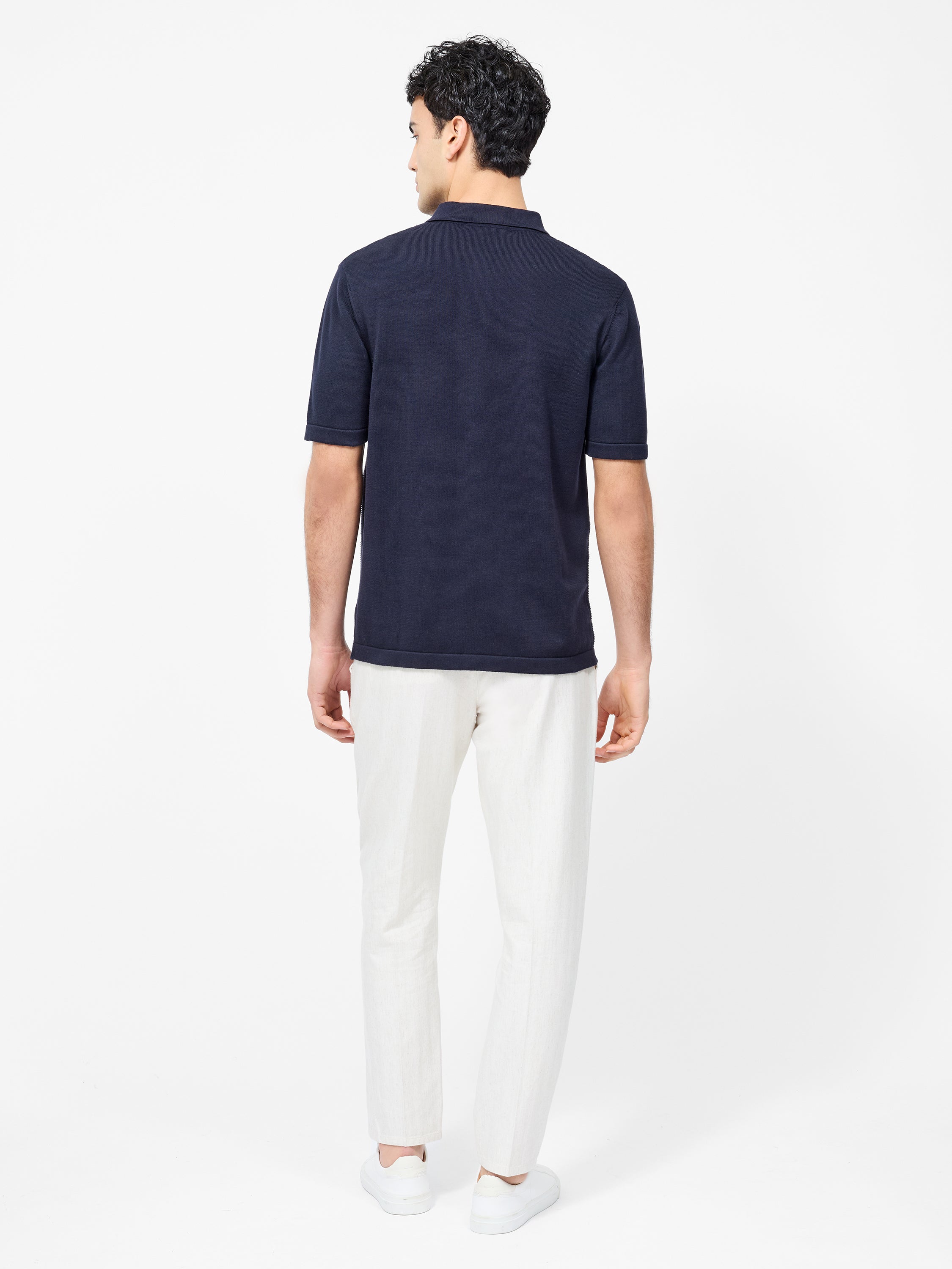 Textured Jacquard Block Polo Shirt
