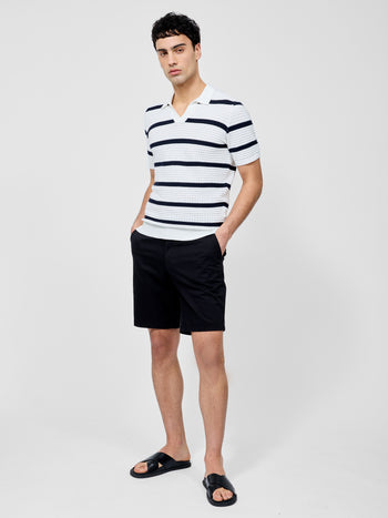 Striped Textured Trophy Neck Shirt