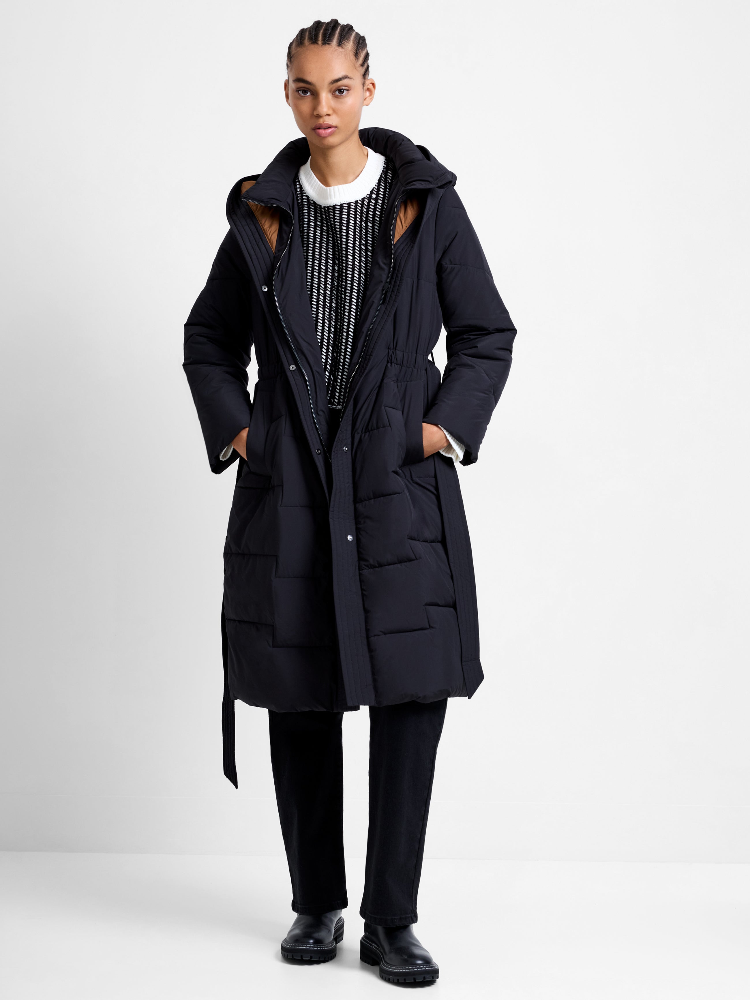 Minnie Belted Long Sleeve Hooded Coat
