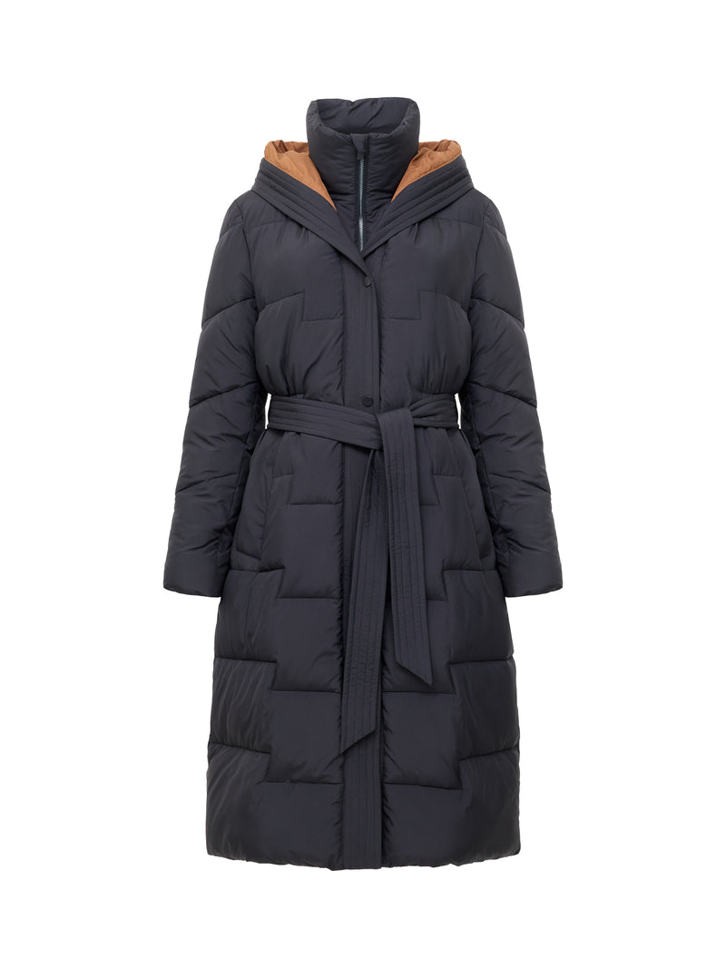 Minnie Belted Long Sleeve Hooded Coat