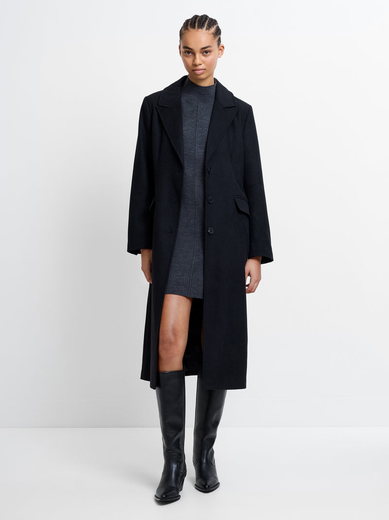 Single Breasted Crombie Wool Blend Coat