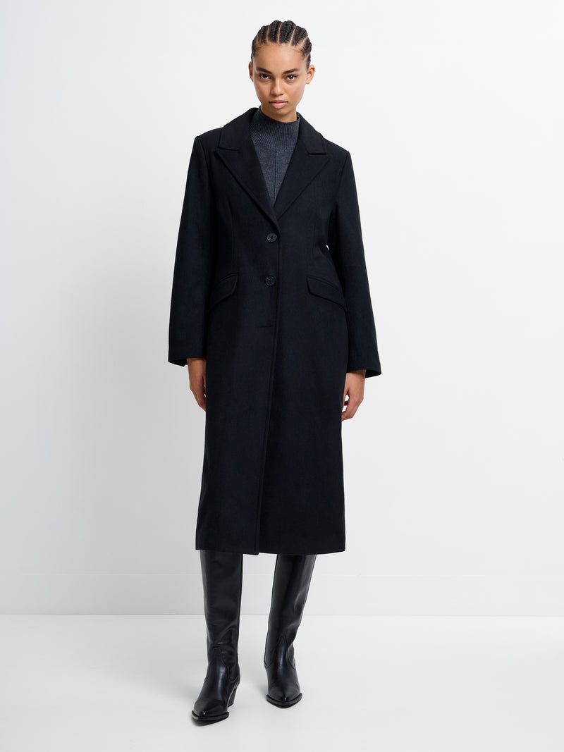 Single Breasted Crombie Wool Blend Coat