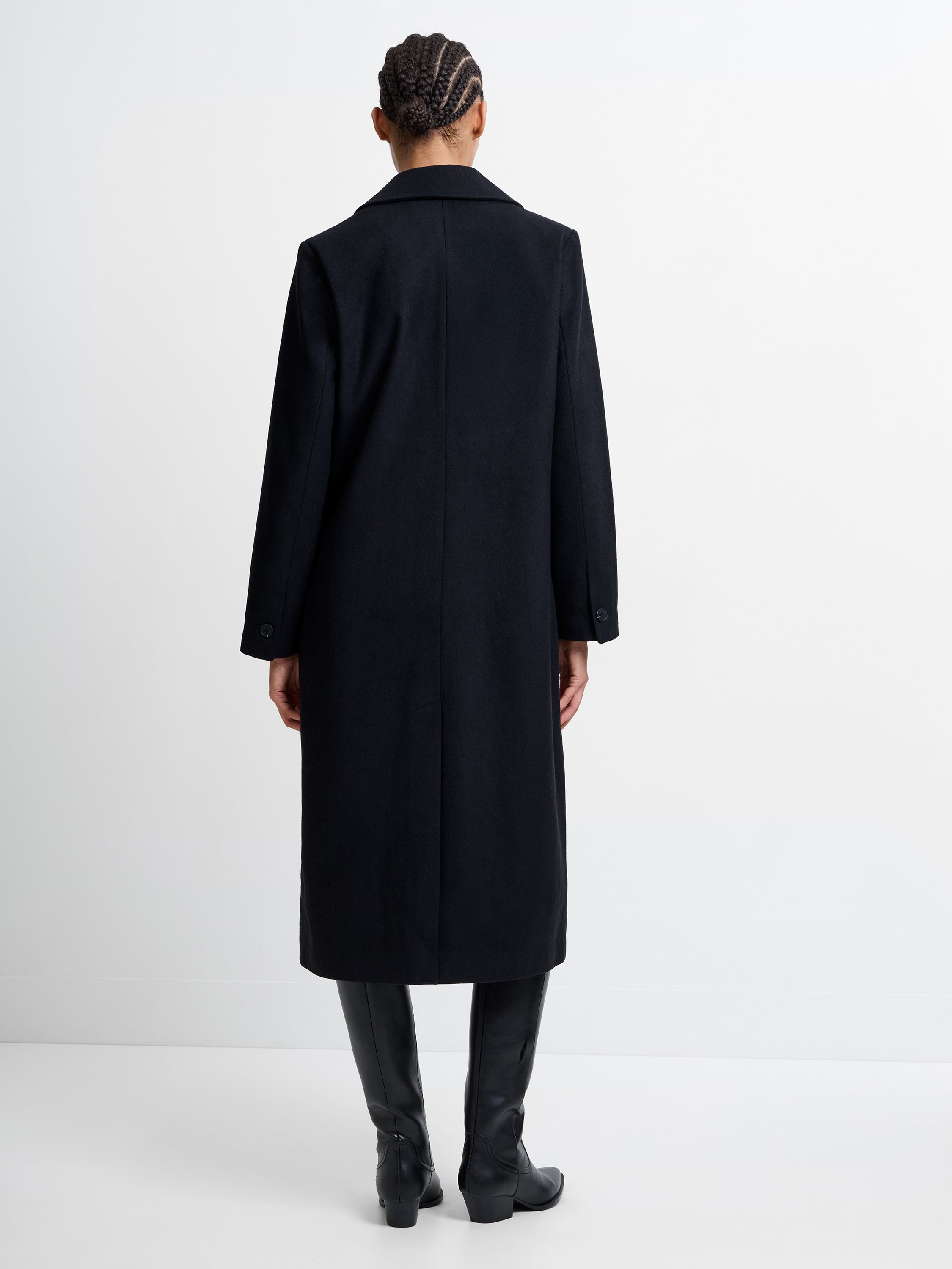 Single Breasted Crombie Wool Blend Coat