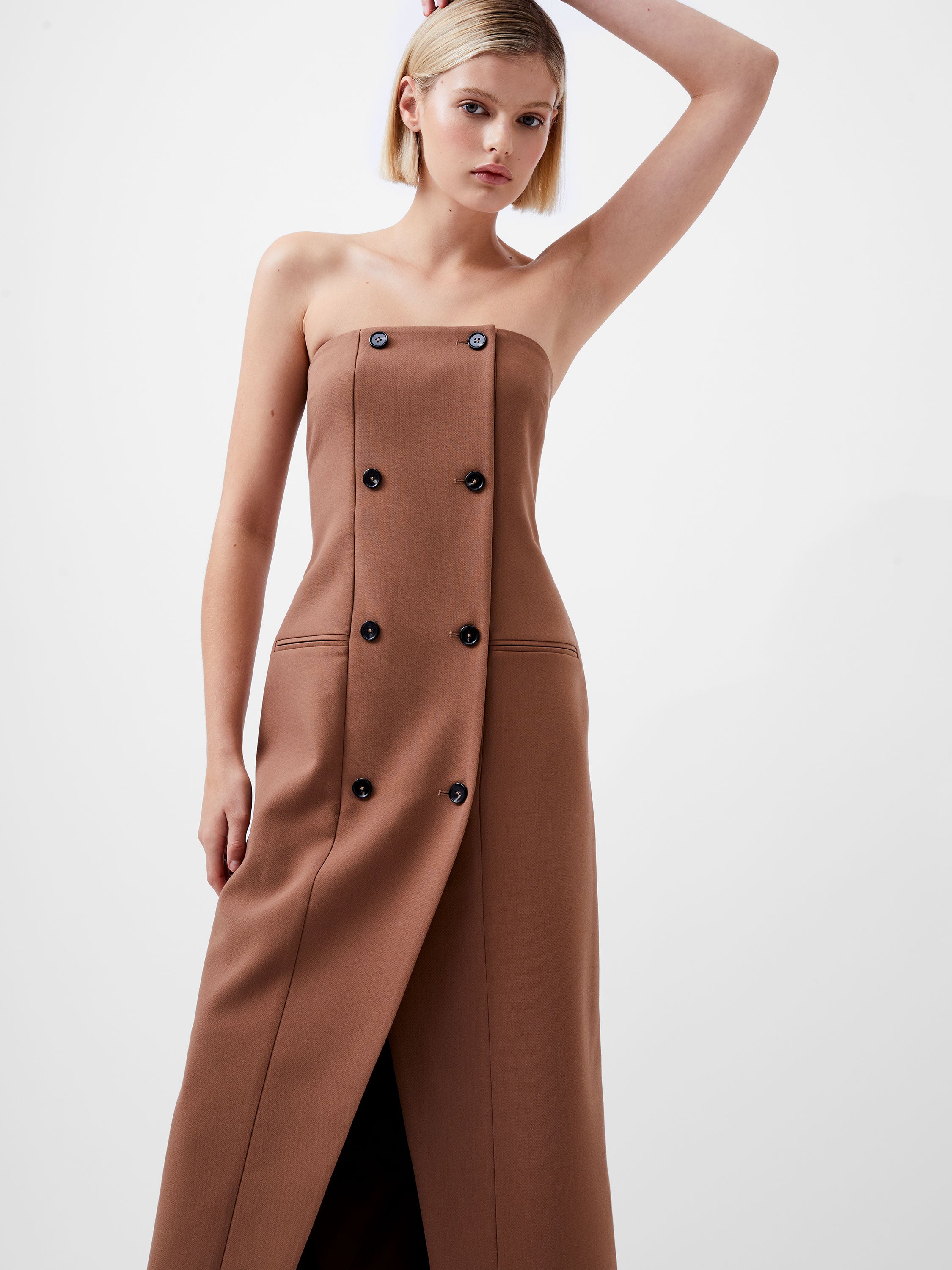 Azra Twill Bandeau Midi Dress