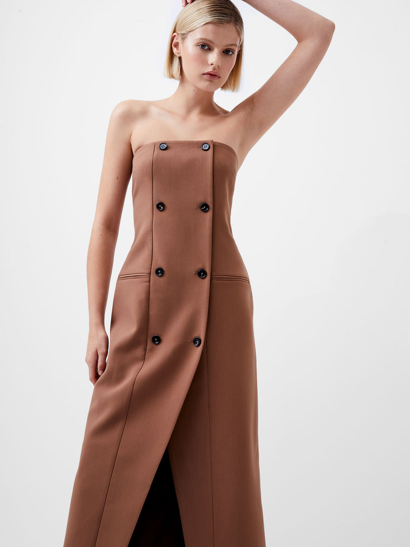 Azra Twill Bandeau Midi Dress
