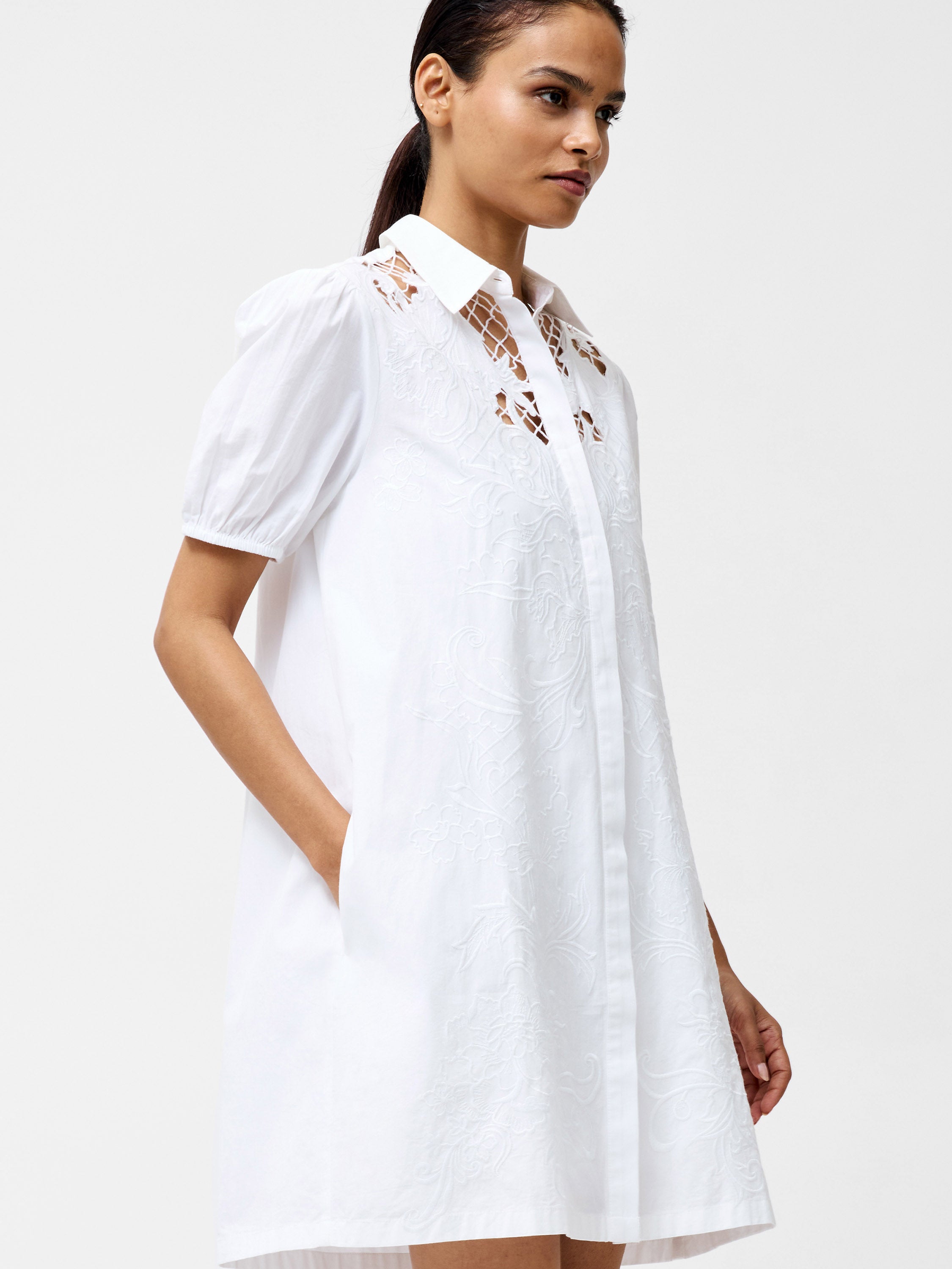 Cambria Cotton Embroidered Shirt Dress