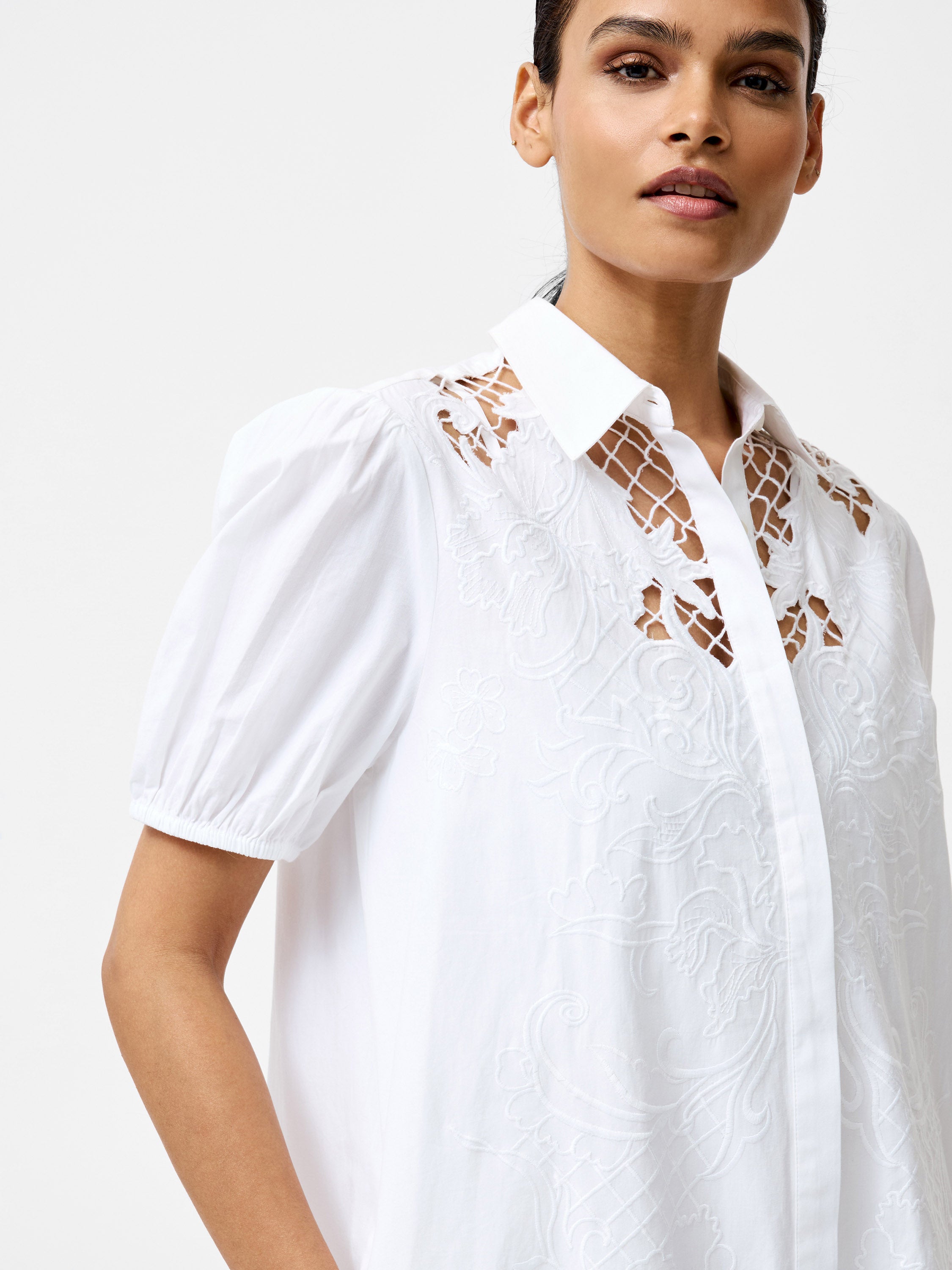 Cambria Cotton Embroidered Shirt Dress
