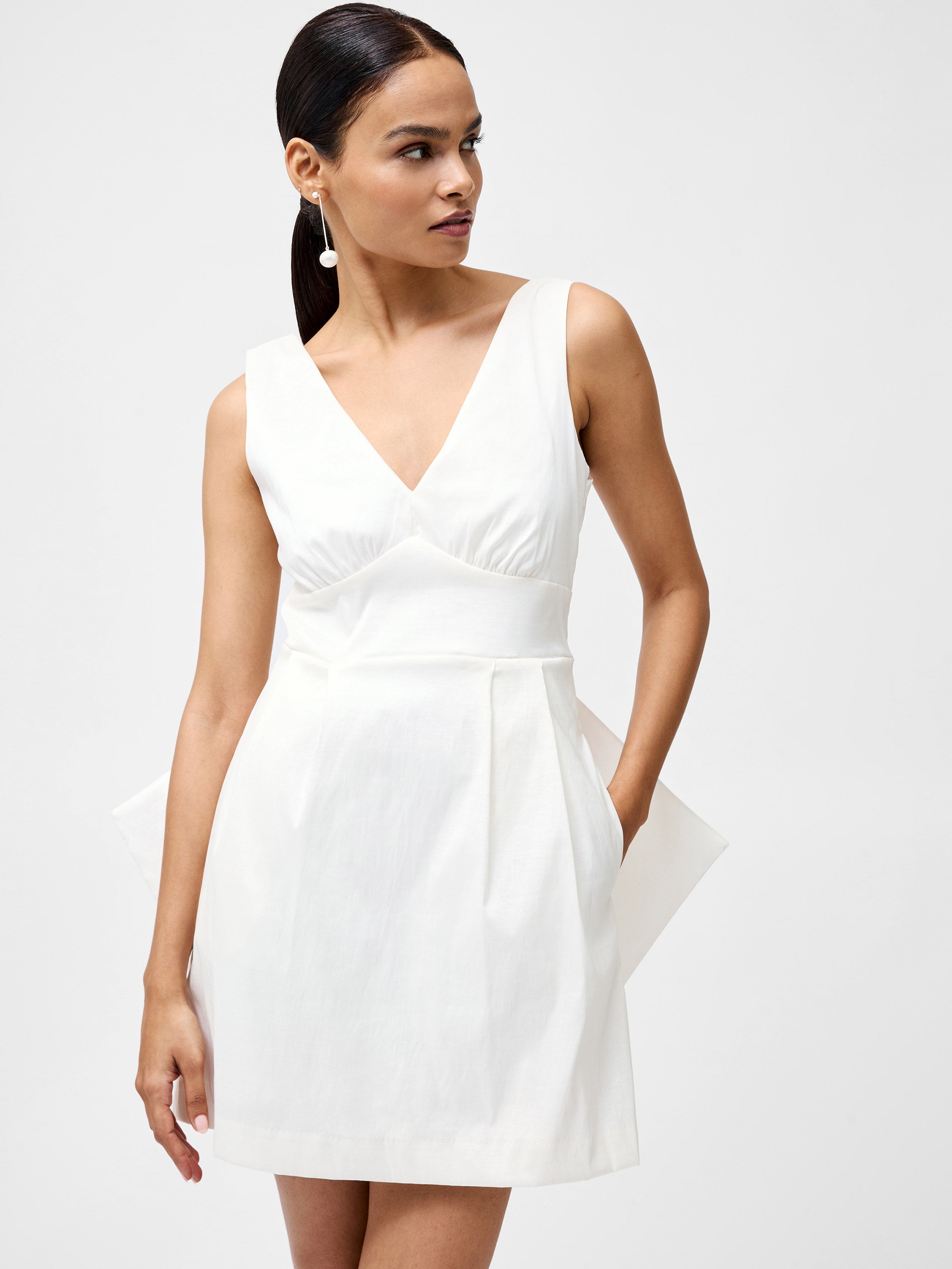 Beverly Satin Sleeveless Bow Mini Dress