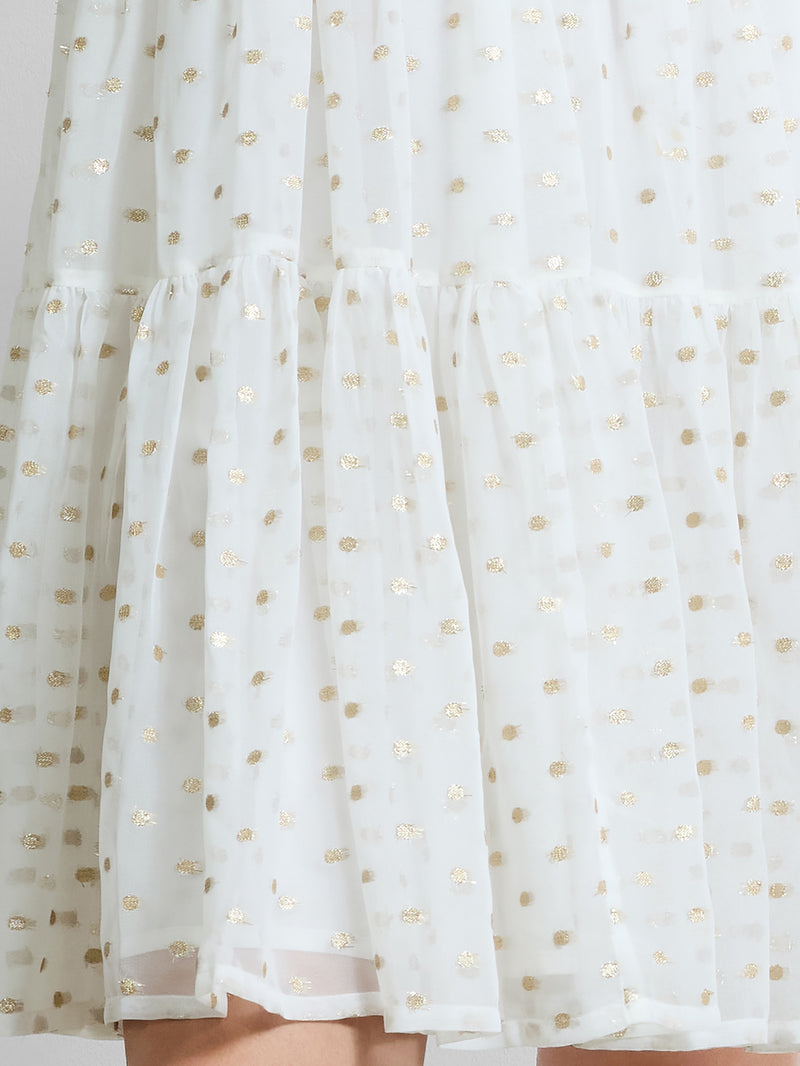 Arlo Jacquard Lurex Dot Tiered Dress