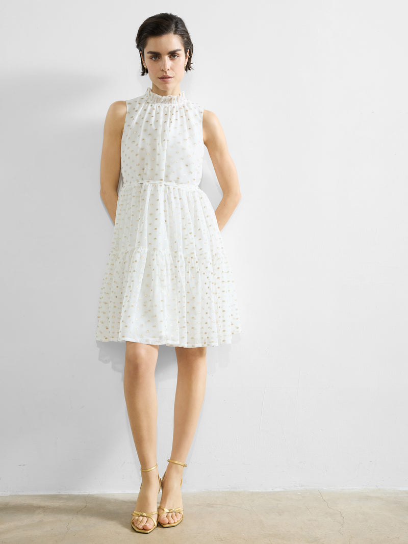 Arlo Jacquard Lurex Dot Tiered Dress