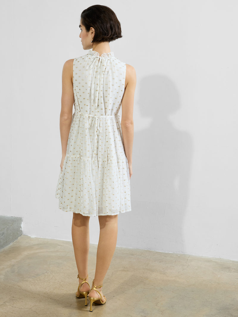 Arlo Jacquard Lurex Dot Tiered Dress