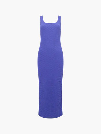Textured Square Neck Midi Dress