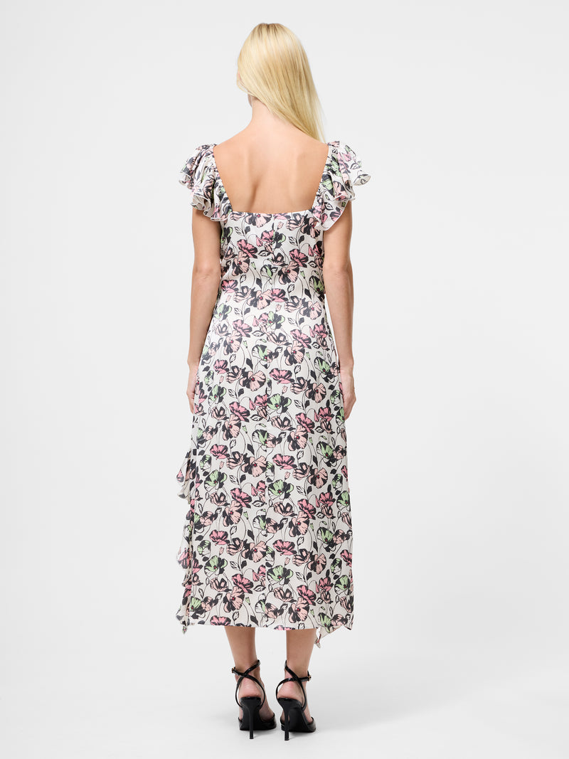 Ellie Kelsy Ruffled Slit Midi Dress