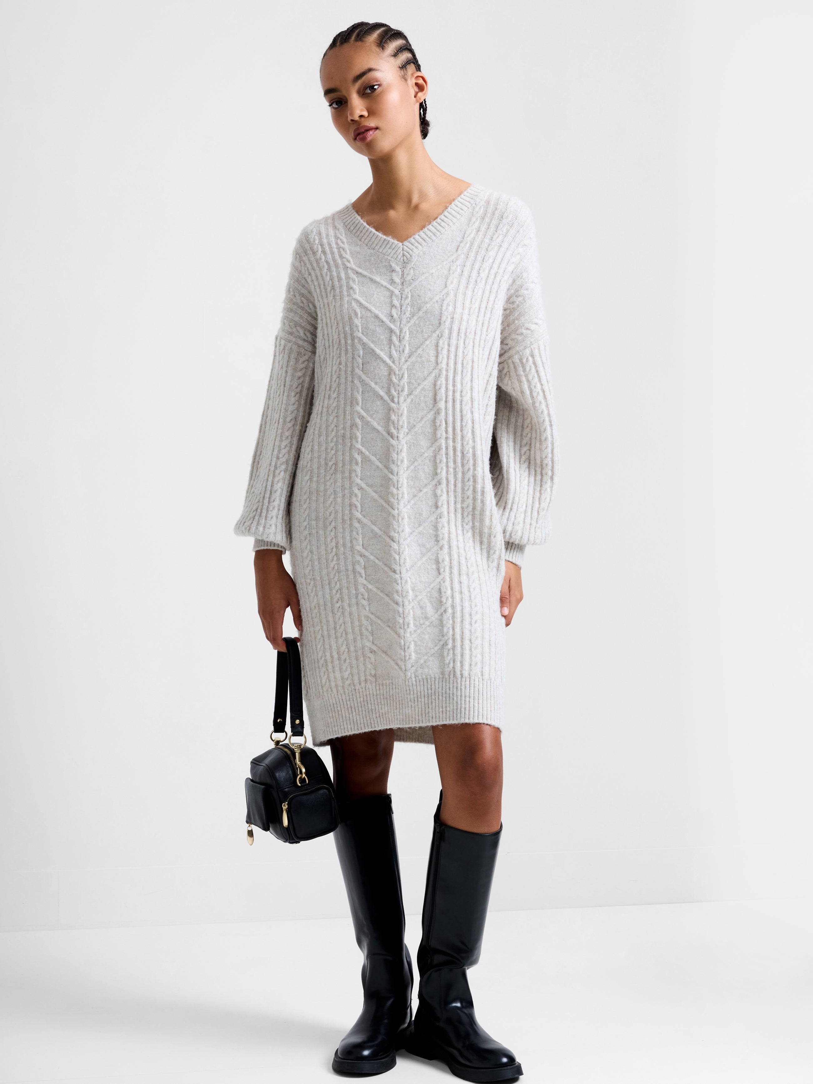 Marine Cable Knit Jumper Dress