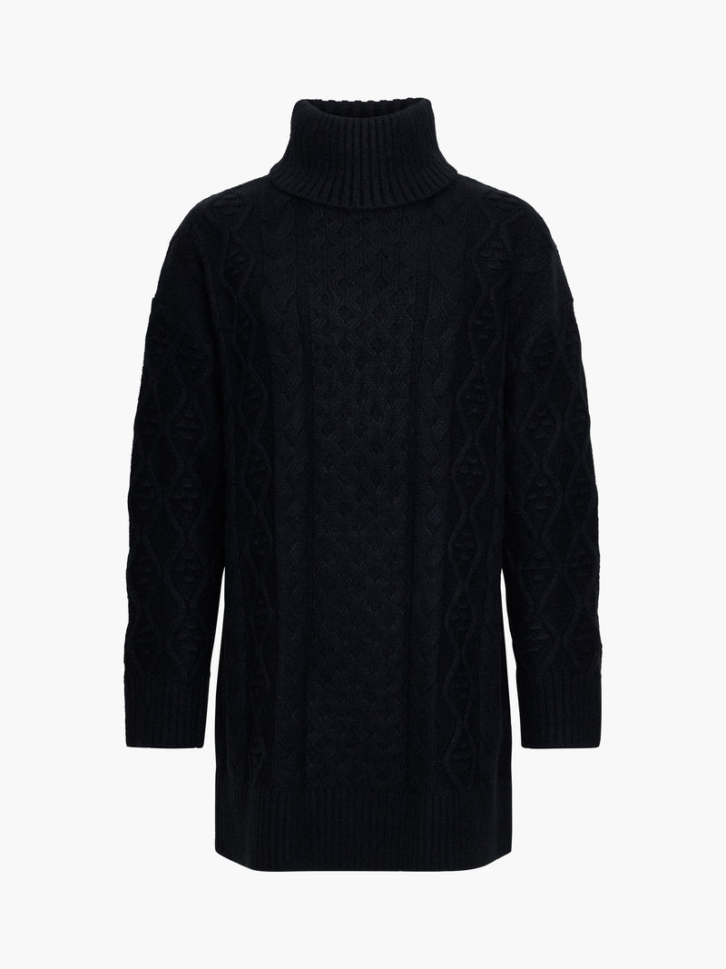 Makira Cable Knit Turtleneck Mini Dress