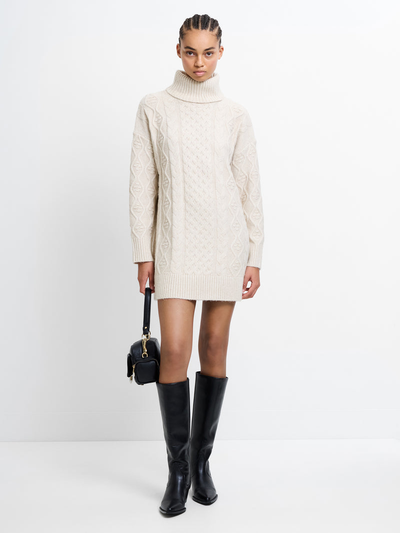 Makira Cable Knit Turtleneck Mini Dress