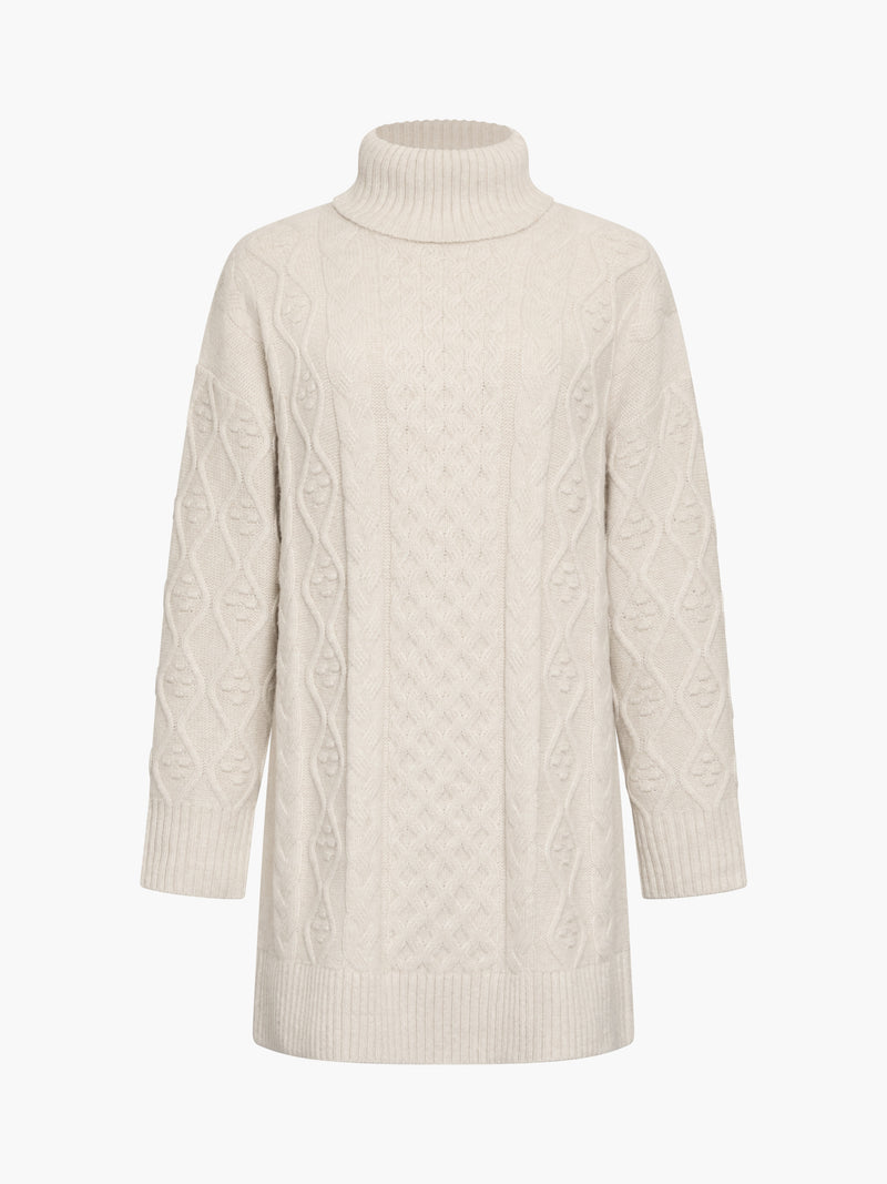 Makira Cable Knit Turtleneck Mini Dress
