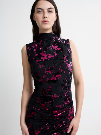 Idina Devore Sleeveless Draped Midi Dress