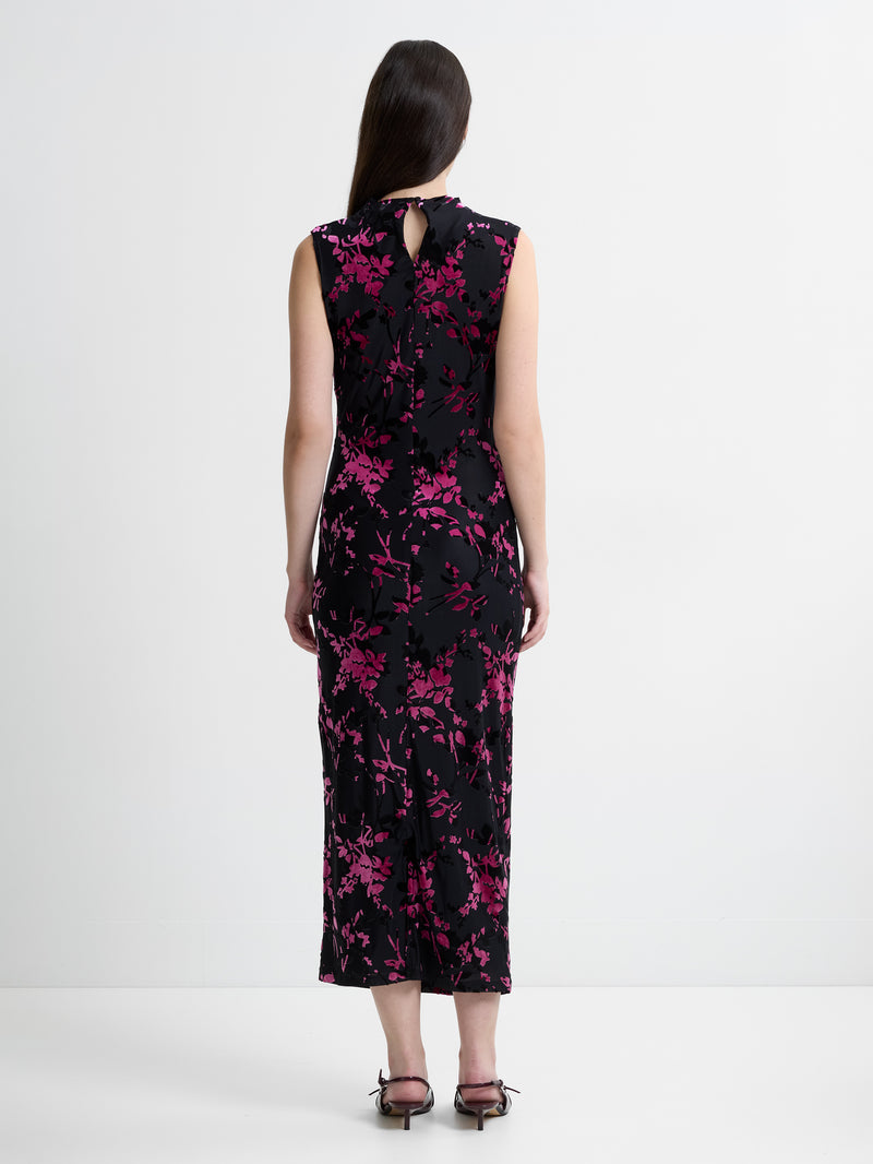 Idina Devore Sleeveless Draped Midi Dress