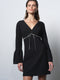 Azra Twill Diamante Bow Mini Dress