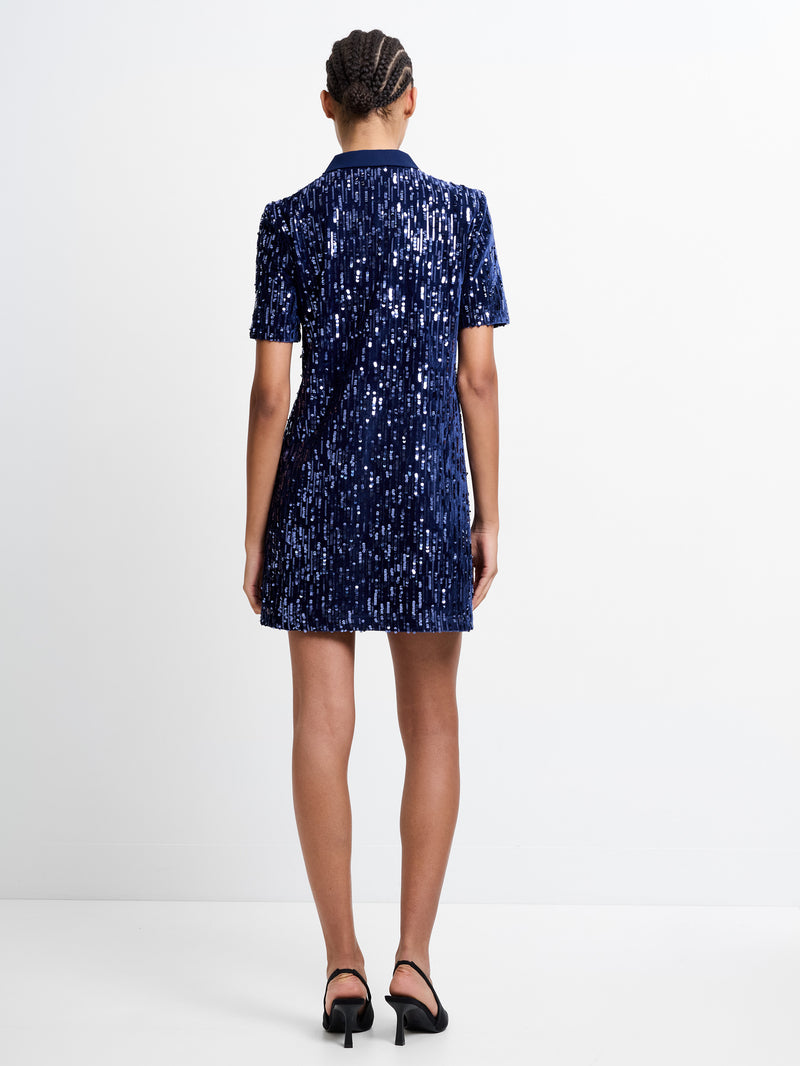 Trinny Velvet Sequin Collared Mini Dress