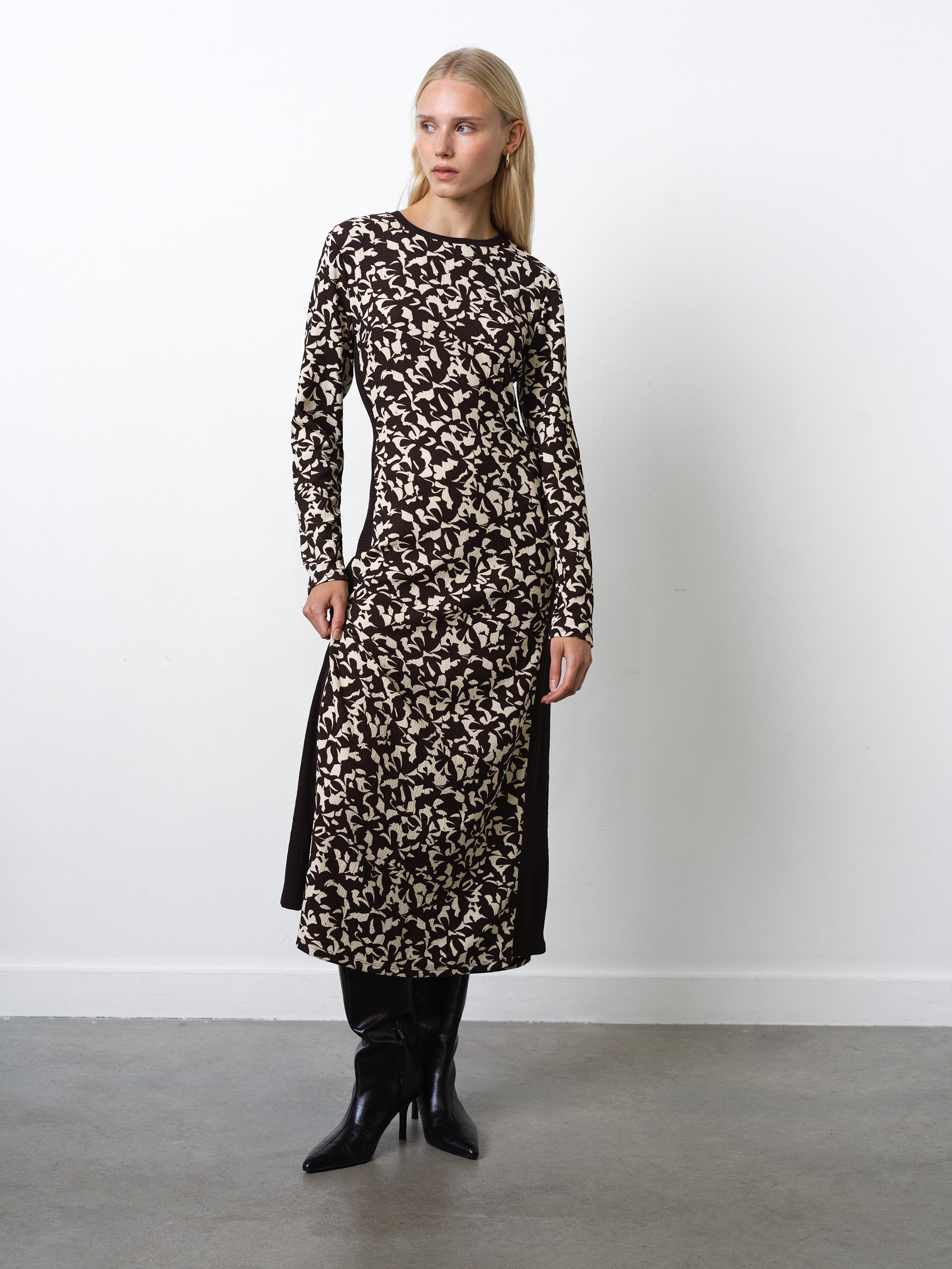 Kelly Print Jersey Long Sleeve Dress