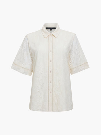 Zoe Lace Cream Short Sleeve Button Through Shirt