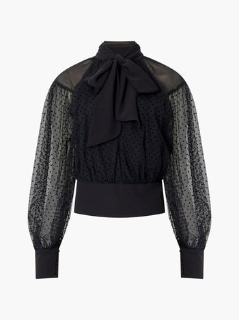 Alice Dobby Chiffon Mix Long Sleeve Top