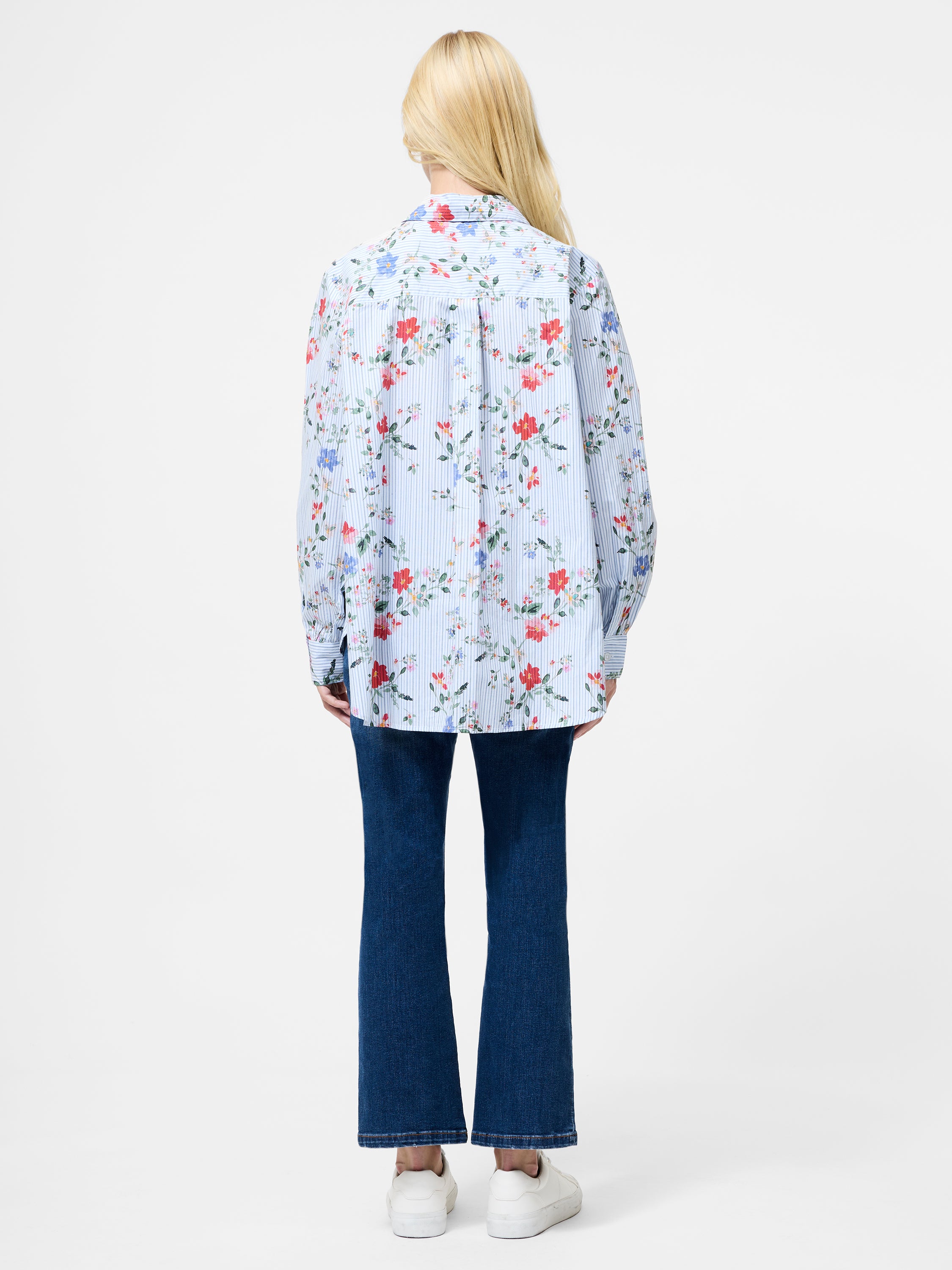 Floral Stripe Printed Long Sleeve Shirt