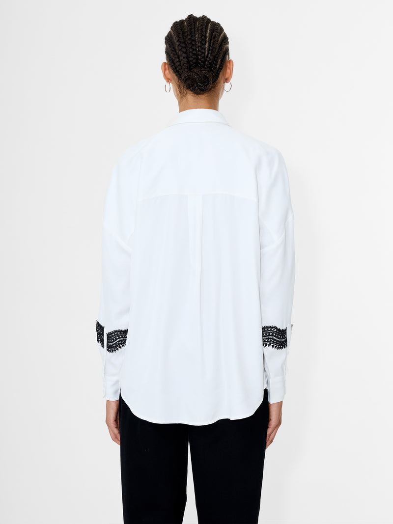 Candice Satin Lace Mix Long Sleeve Shirt