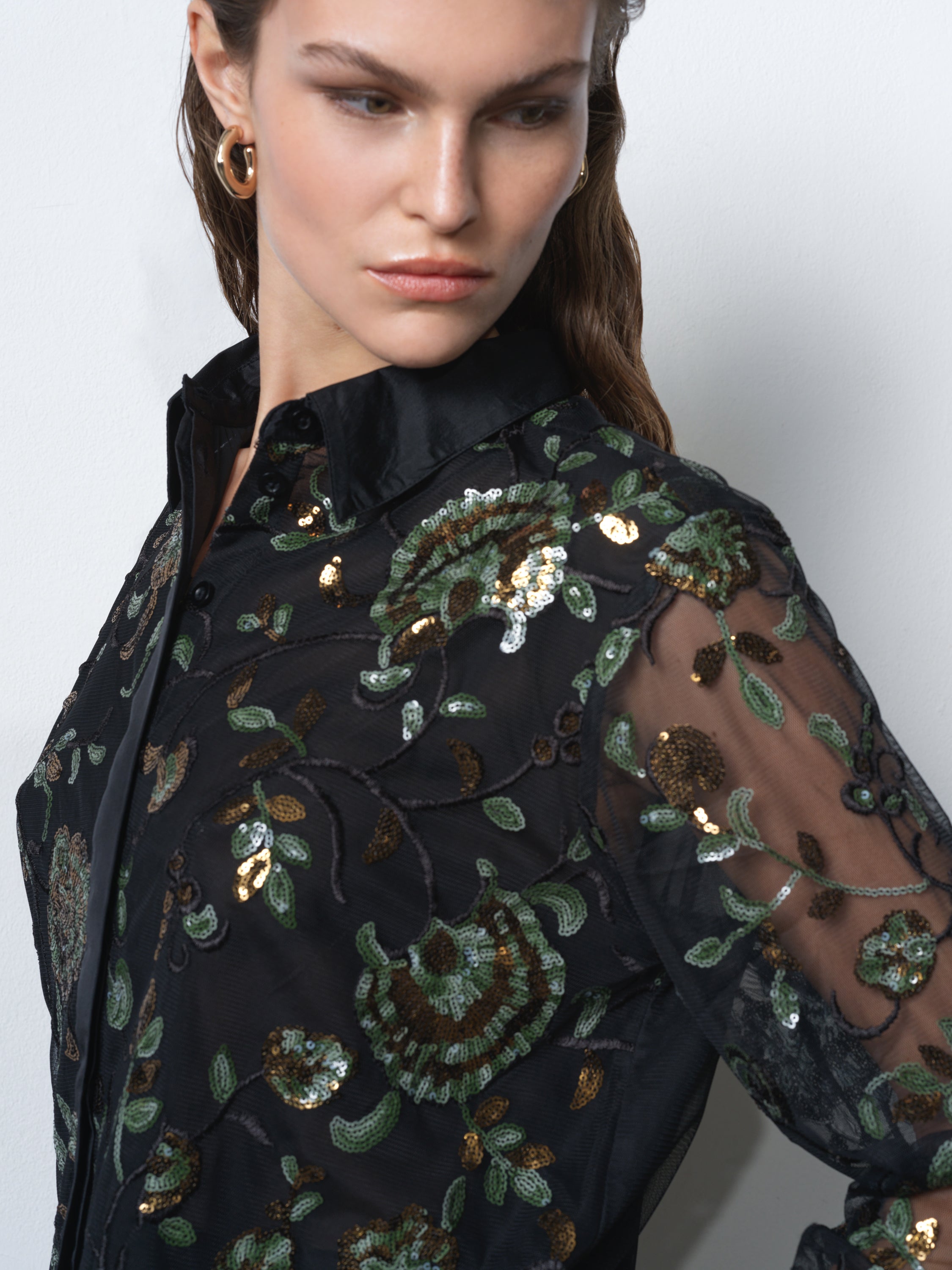 Roshene Sequin Long Sleeve Shirt