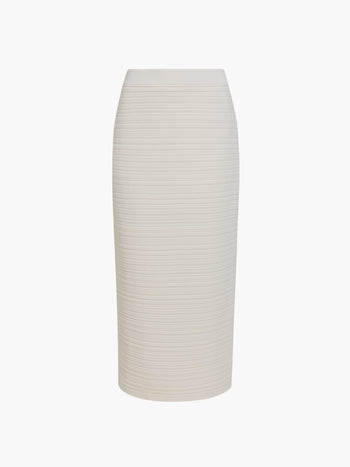 Mayim Ribbed Knit Cream Midi Skirt