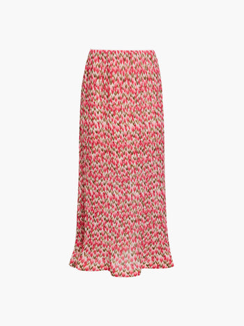 Noelle Floral Plisse Fluted Hem Midi Skirt