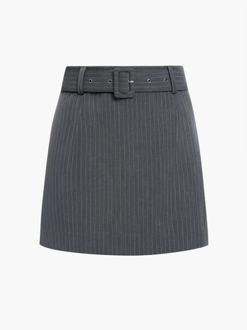 Minka Pinstripe Tailored Belted Mini Skirt