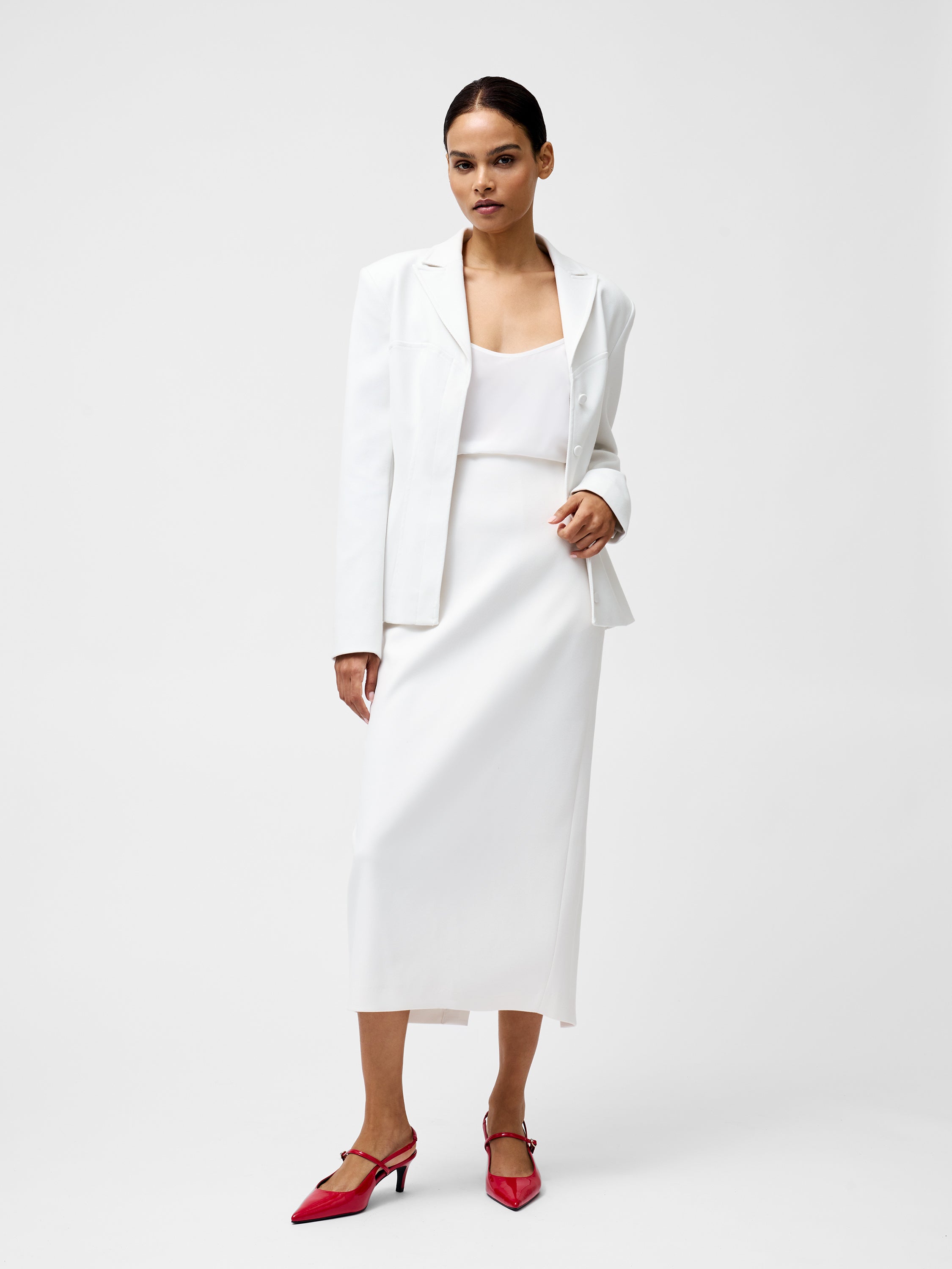 Cannes Twill Split Midi Skirt